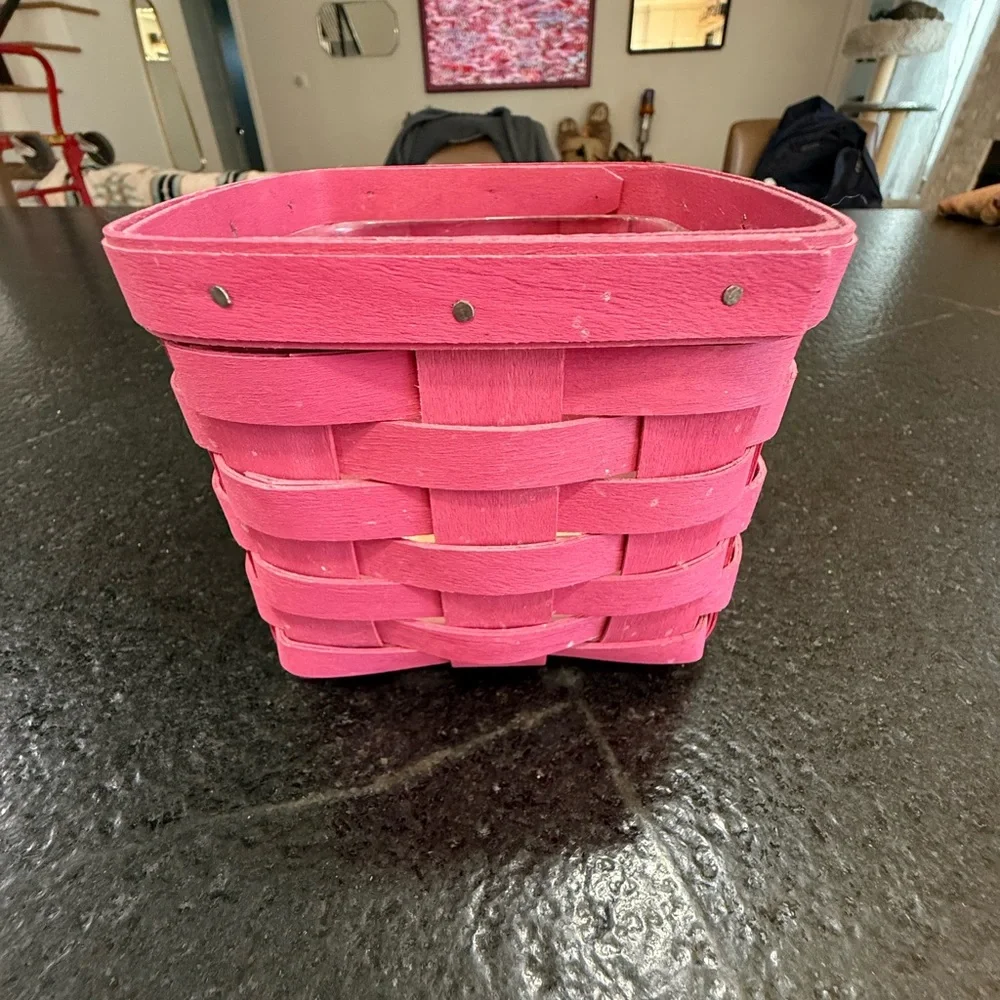 Longaberger Summer Brights 2010 Teaspoon Basket Pink w/ Plastic Liner